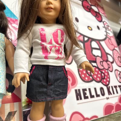 18-Inch Doll in Love Tee and Denim Skirt