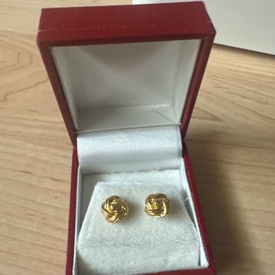 Gold Tone Love Knot Stud Earrings