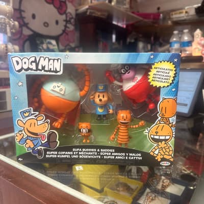 Dog Man Supa Buddies & Baddies Articulated Figure Set